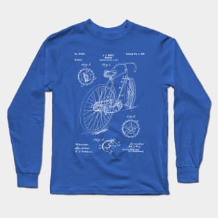Bicycle Patent - Cycling Art - Blueprint Long Sleeve T-Shirt